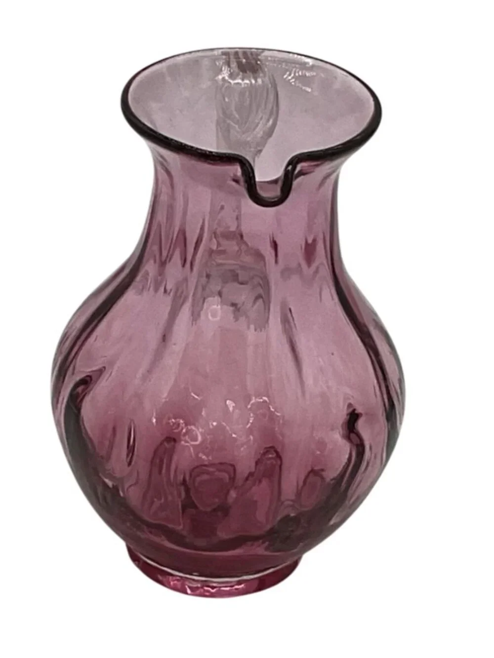 Pilgrim Hand blown Art Glass Pitcher Jug Pink Purple w/ Applied Handle 5